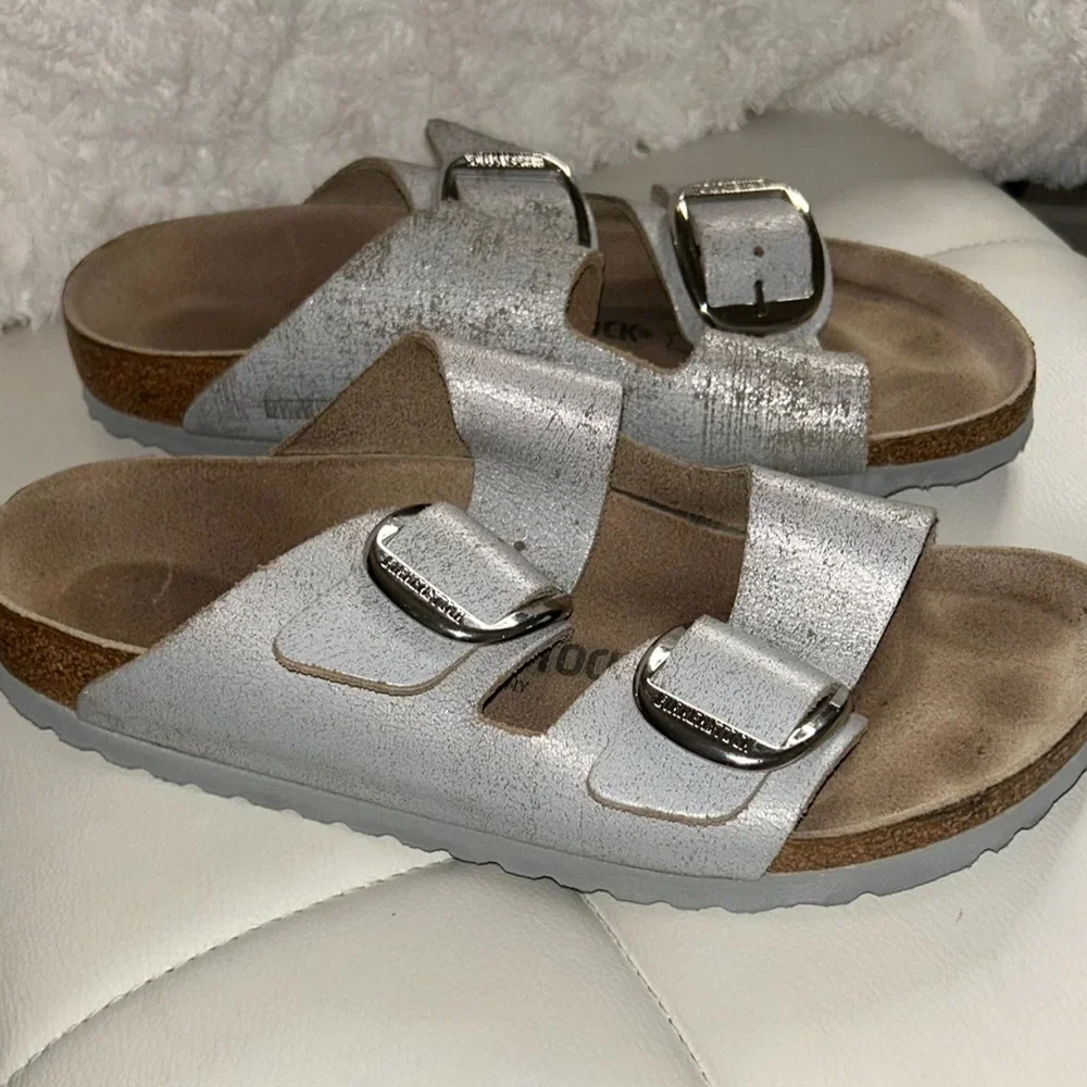Birkenstock Metallic Gray Sandals - Picture 3 of 9